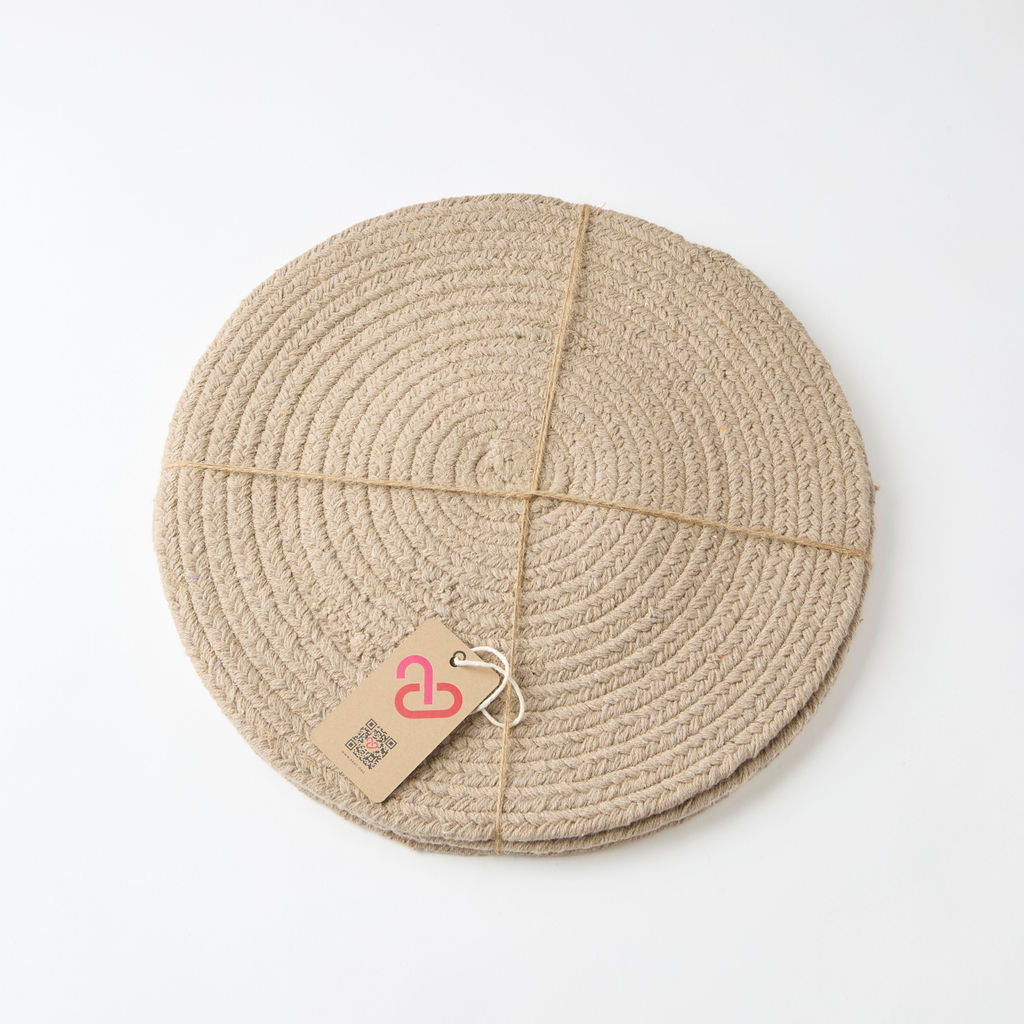Set of 4-Cotton Braided Round Placemats
