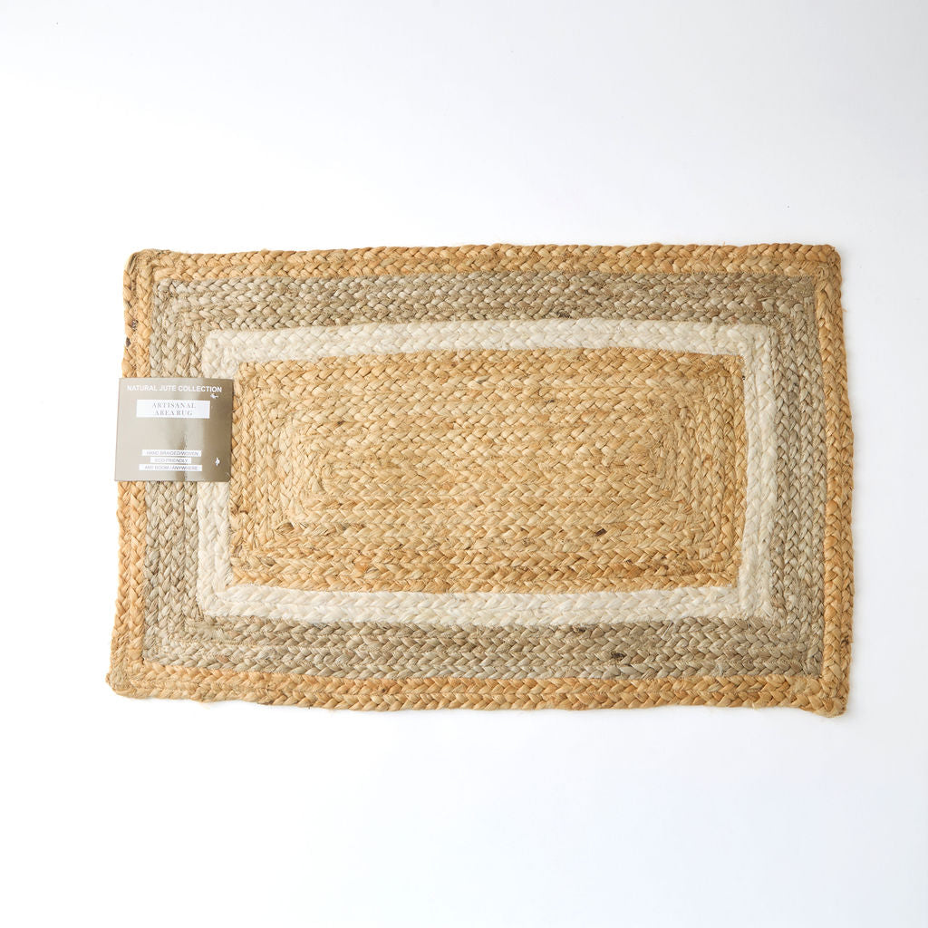 Braided Jute Border Rug, Natural Jute
