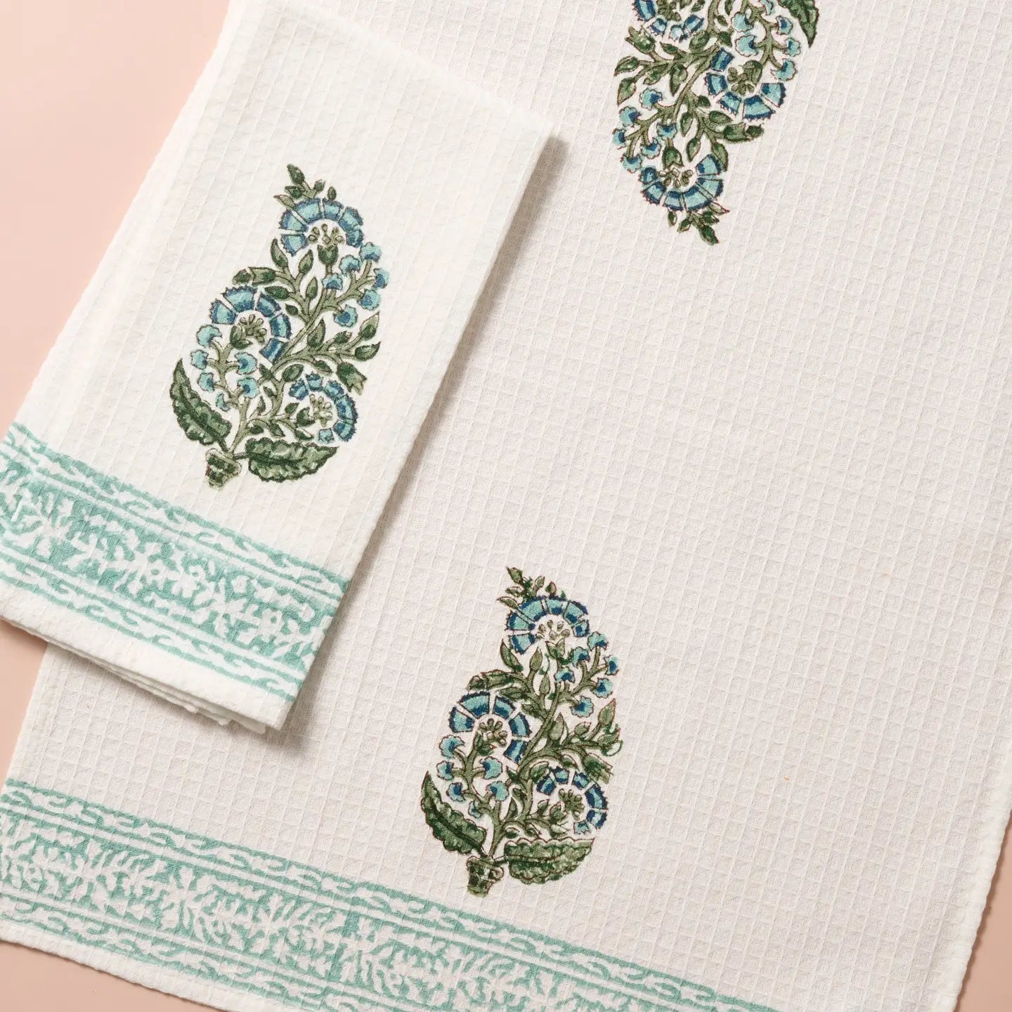 Pera Cotton Block print Hand Towel Set
