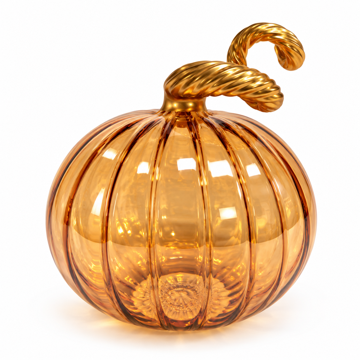 Blown Glass Tabletop Pumpkin - Iridescent Cinnamon