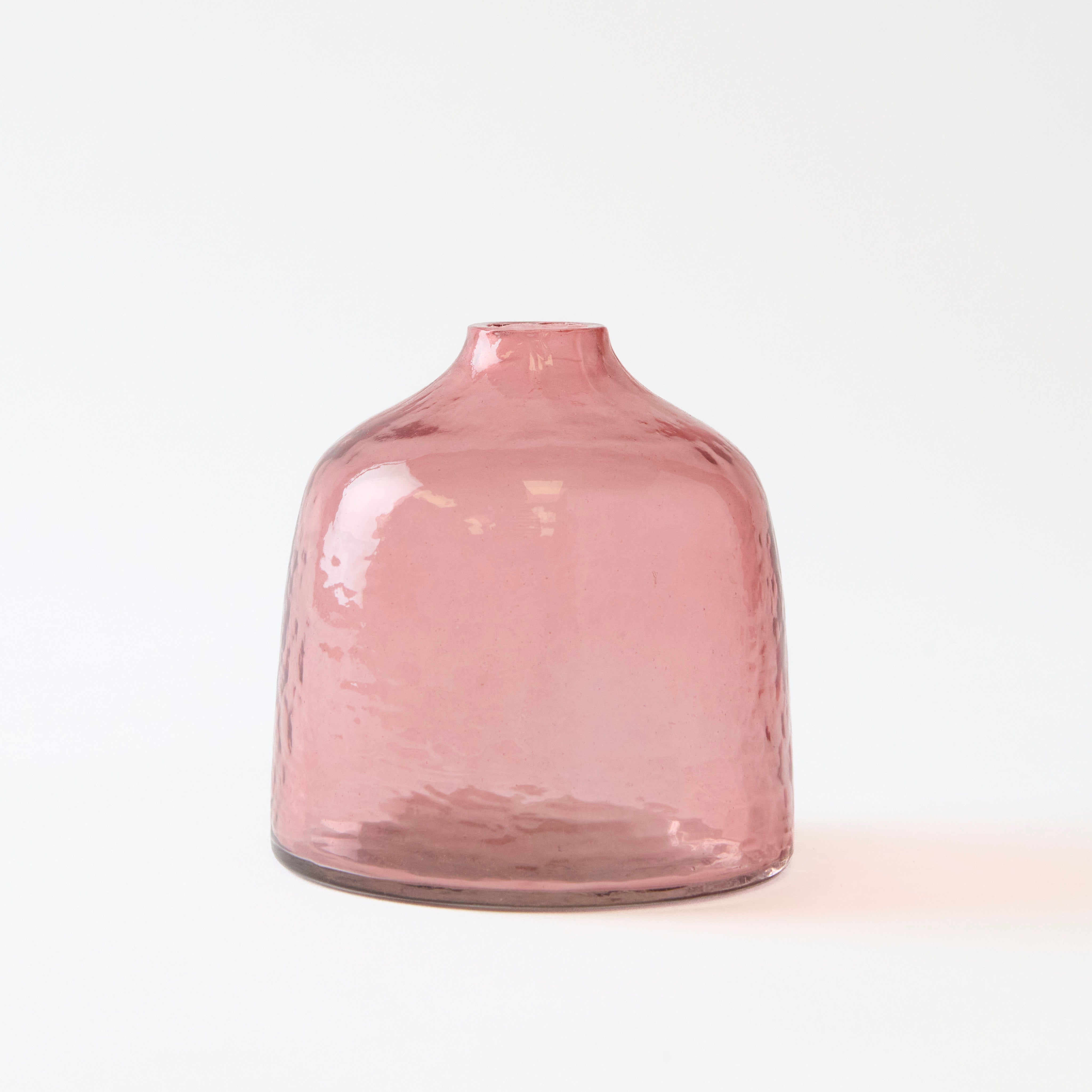 Hand-blown Hammered Bud Vase-Blush