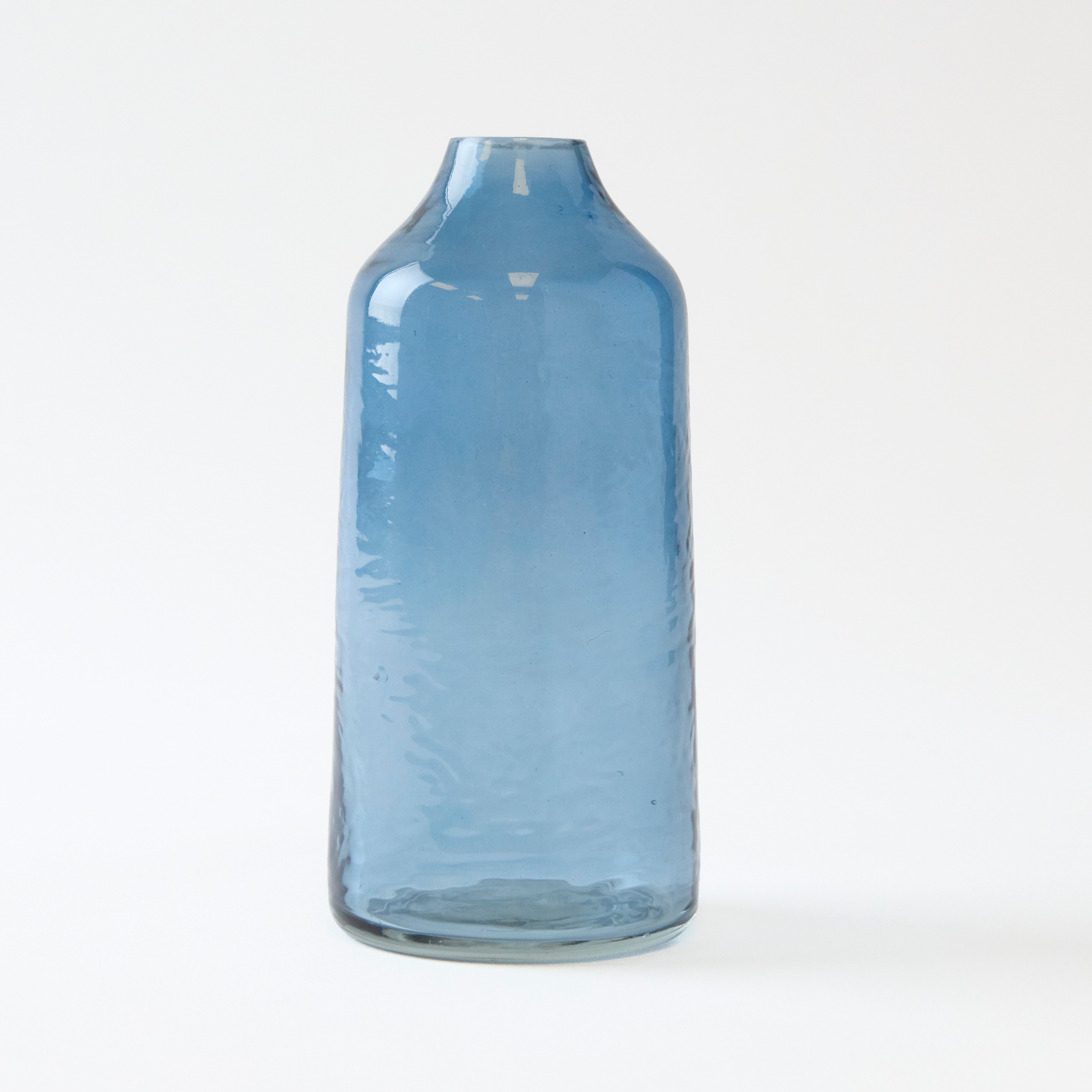 Hand-blown Hammered Bud Vase-Blue