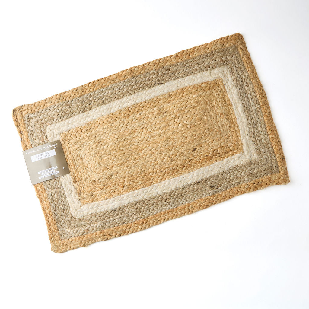 Braided Jute Border Rug, Natural Jute