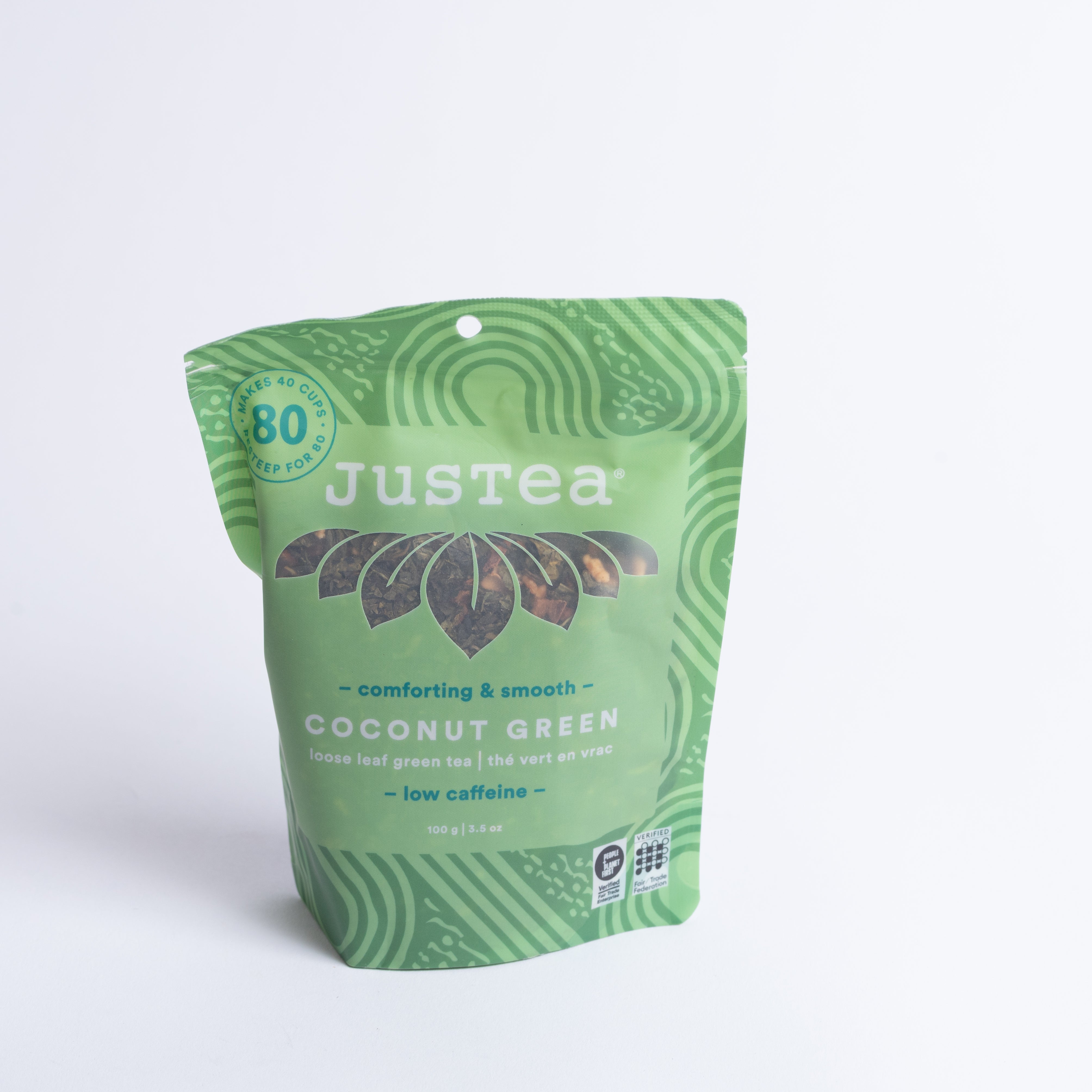 Coconut Green Stand-Up Pouch -Organic, Fair-Trade, Green Tea