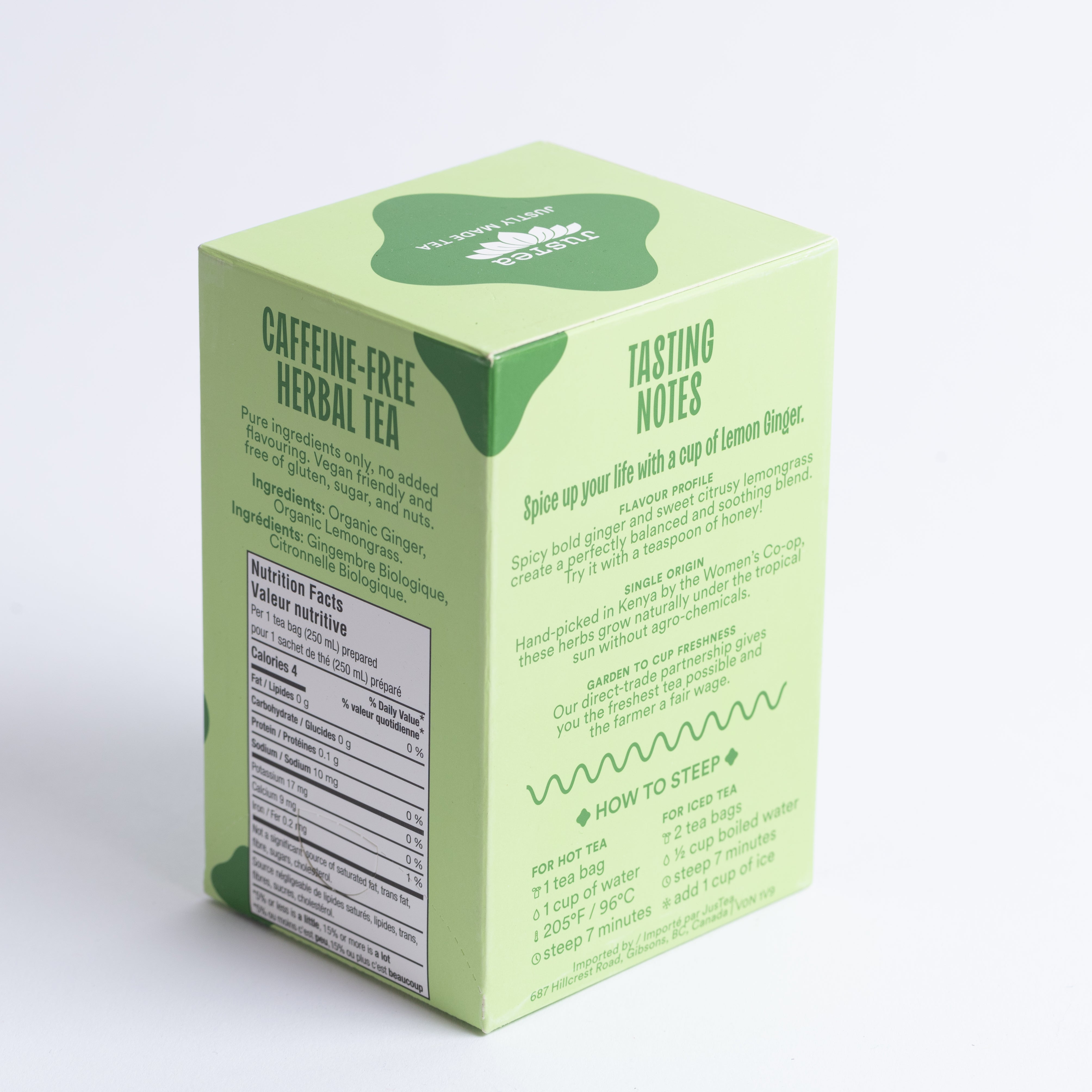 Lemon Ginger Tea Bags - Organic, Fair-Trade, Herbal Tea